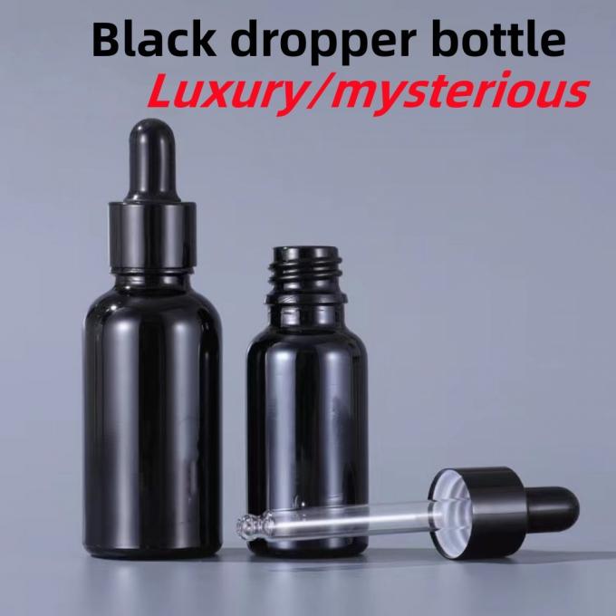 Wholesale Cheap Black 10, Ml 15ml 20ml 30ml 50ml Glass Essential Oil Dropper Bottle with Plastic Gold Pipette