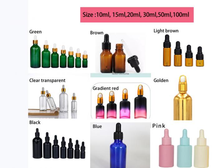 Wholesale Cheap Black 10, Ml 15ml 20ml 30ml 50ml Glass Essential Oil Dropper Bottle with Plastic Gold Pipette