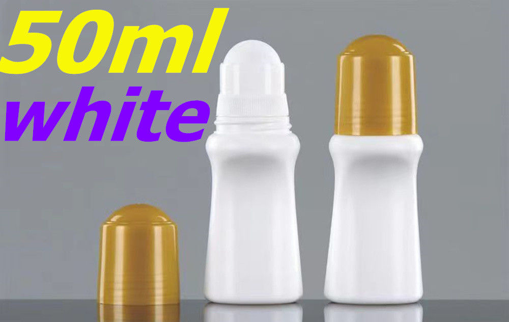 빈 50ml 에센셜 오일 화장품 플라스틱 HDPE 롤러 병 병에 흰색 디오더런트 롤