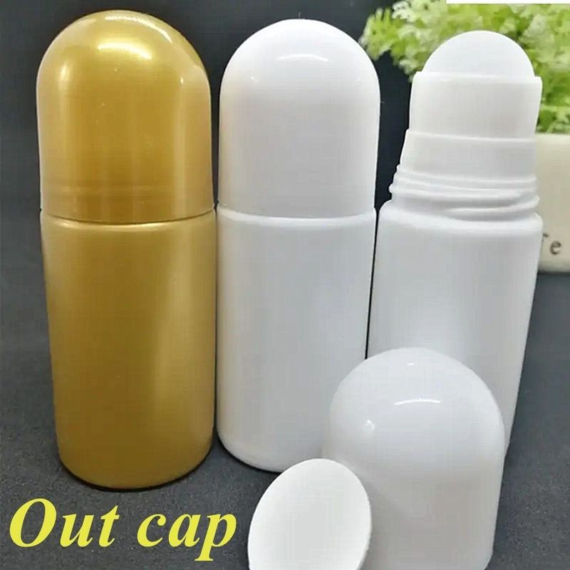 빈 50ml 에센셜 오일 화장품 플라스틱 HDPE 롤러 병 병에 흰색 디오더런트 롤