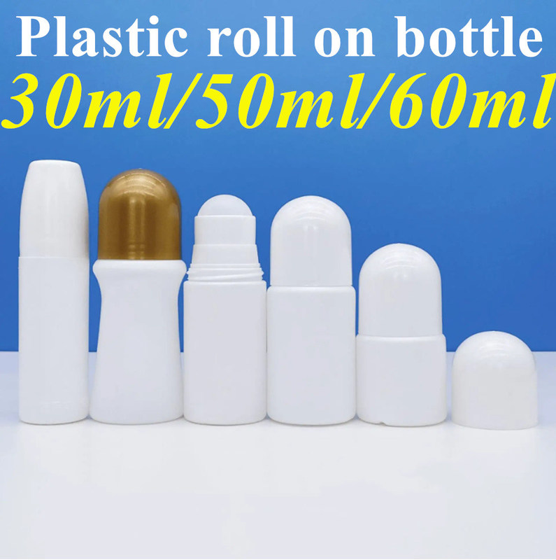 50ml 60ml 에센셜 오일 몸 냄새 팔꿈치 하부 피부 관리 플라스틱 HDPE 디오더런트 반투명성 플라스틱 병에 롤