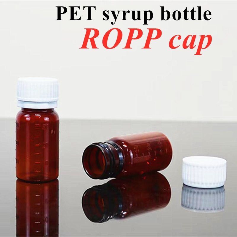 100ml 120ml 150ml 200ml 앰버 둥근 약품 애완 동물 구강 액체 기침 시럽 PP 나사 캡과 함께 플라스틱 병