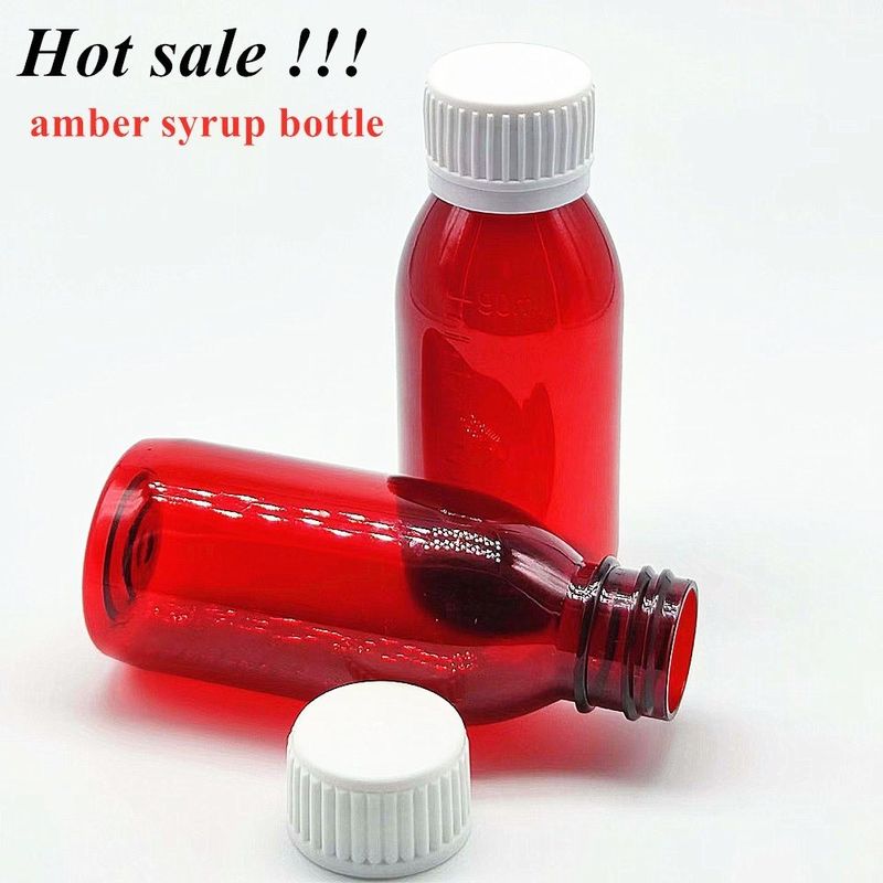 100ml 120ml 150ml 200ml 앰버 둥근 약품 애완 동물 구강 액체 기침 시럽 PP 나사 캡과 함께 플라스틱 병