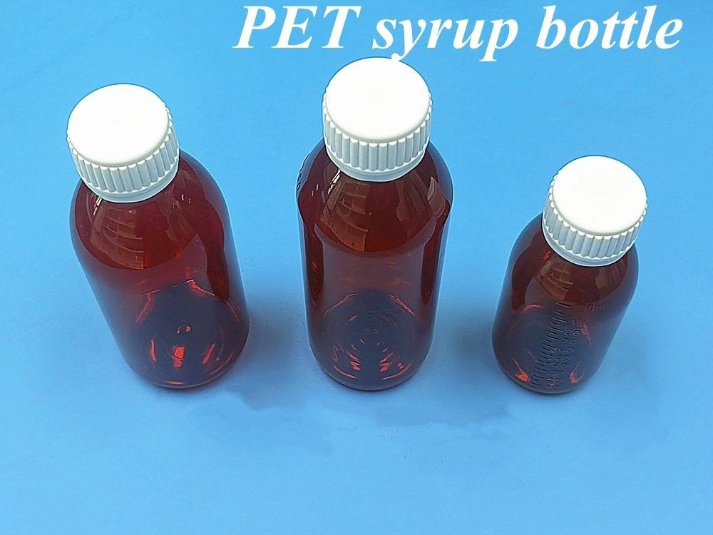 의약품 100ml 120ml 150ml 빈 앰버 플라스틱 PET 앰버 시럽 플라스틱