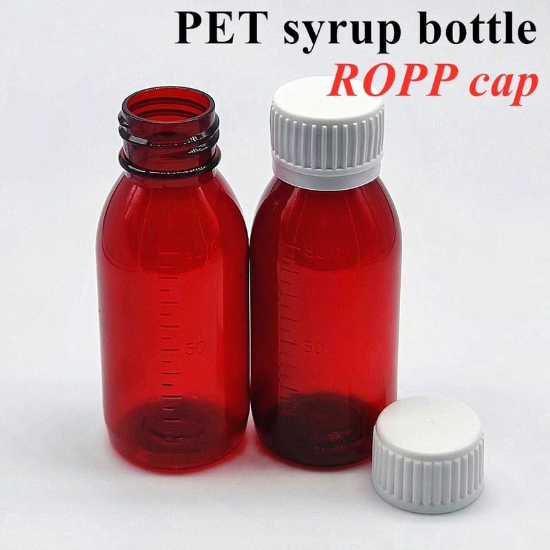 의약품 100ml 120ml 150ml 빈 앰버 플라스틱 PET 앰버 시럽 플라스틱