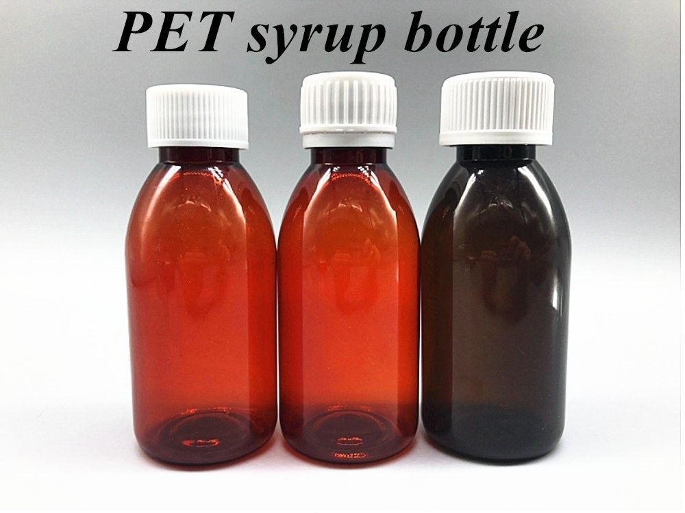 의약품 100ml 120ml 150ml 빈 앰버 플라스틱 PET 앰버 시럽 플라스틱
