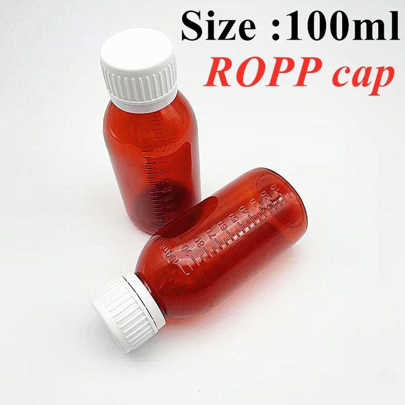 100ml 120ml 150ml 의약품 플라스틱 병 애완 동물 기침 시럽 병 플라스틱 기침 시럽 액체 원형 병 나사 캡과 함께