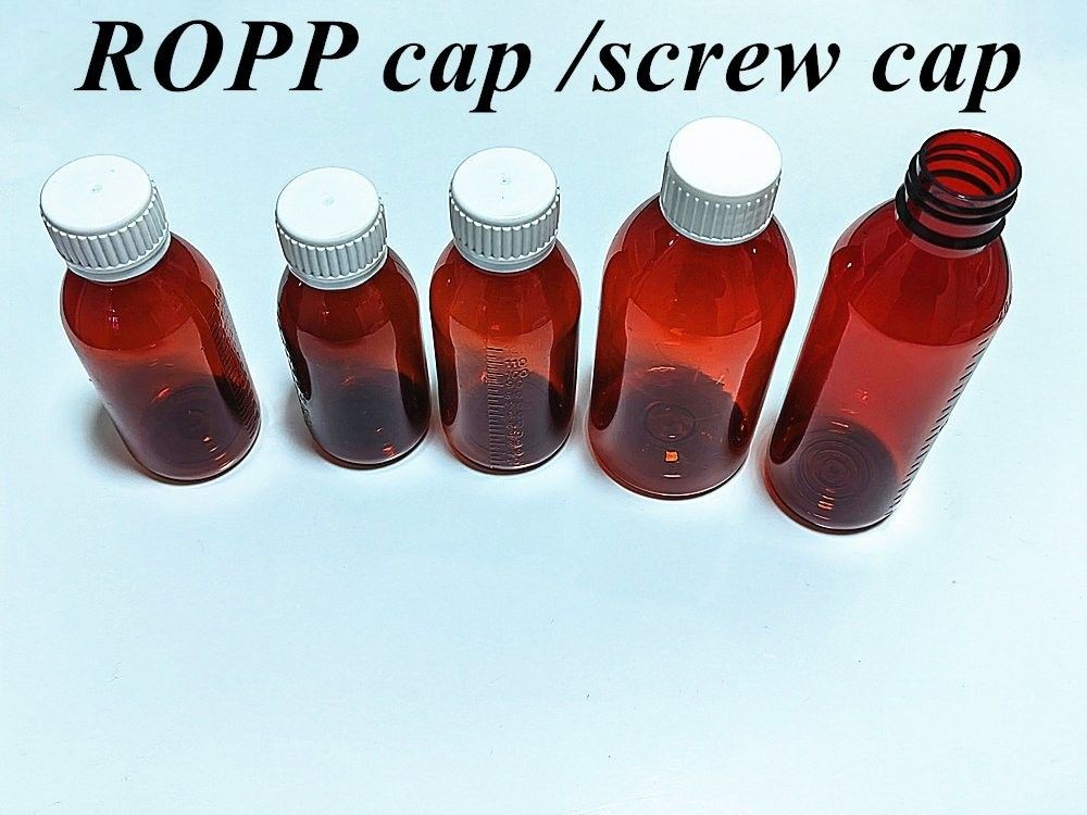 100ml 120ml 150ml 넉넉한 반려동물 빨간색 용기 기침 시럽 병 약품 구강 액체 갈색 플라스틱 병