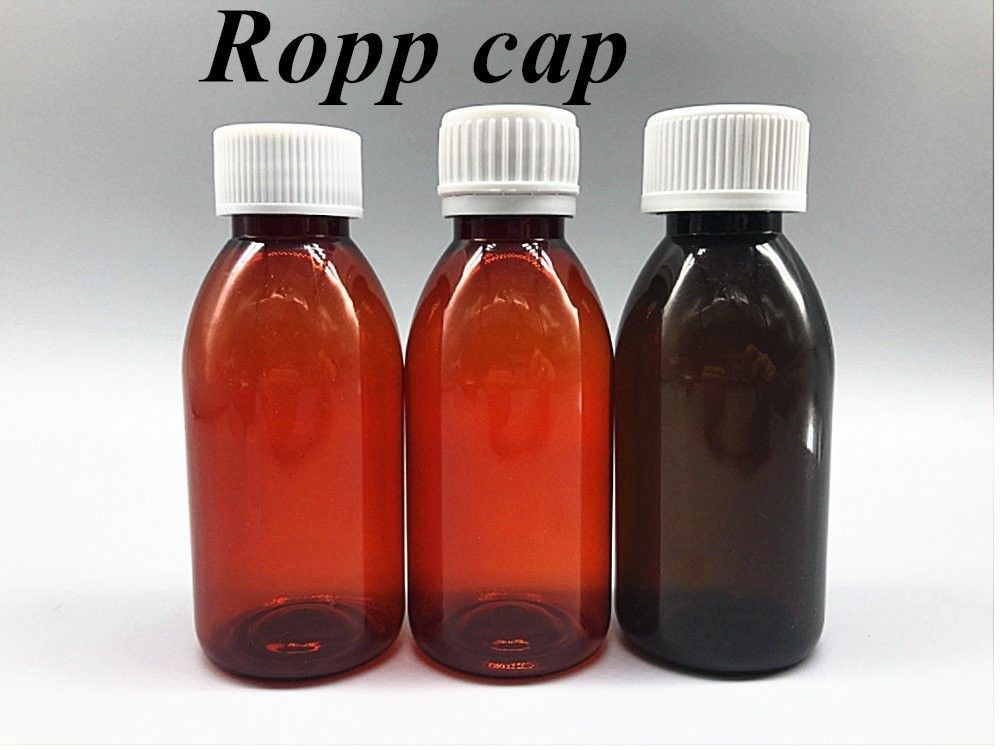 100ml 120ml 기침 시럽 병 구강 액체 플라스틱 병 PET 빈 둥글 앰버 시럽 플라스틱 병