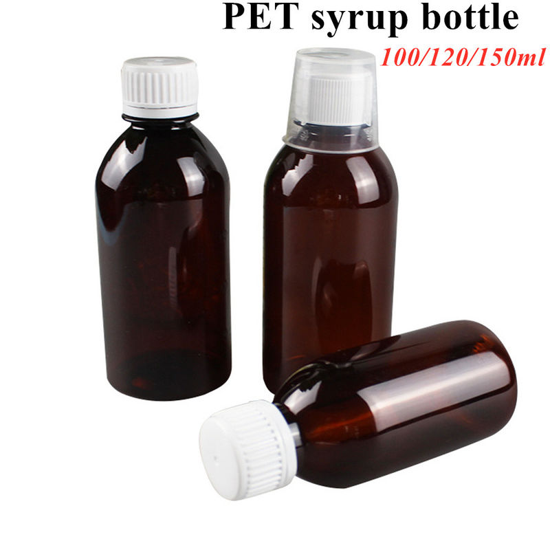 구강용 액체용 CRC 나사 캡이 있는 갈색 100ml 120ml 애완 동물 시럽 병
