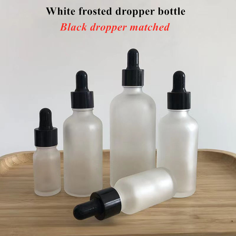 매트 매트 하얀색 20ml 30ml 유리 방울병 유리 혈청 에센셜 오일 병 블랙 방울병 캡