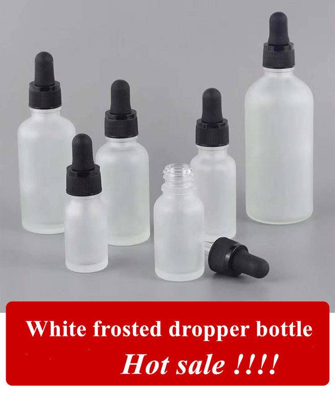 5ml 10ml 15ml 20ml 30ml 50ml 빈 둥근 화장품 에센셜 오일 병 유리 삐펫이 있는 얼어붙은 흰색 유리 병