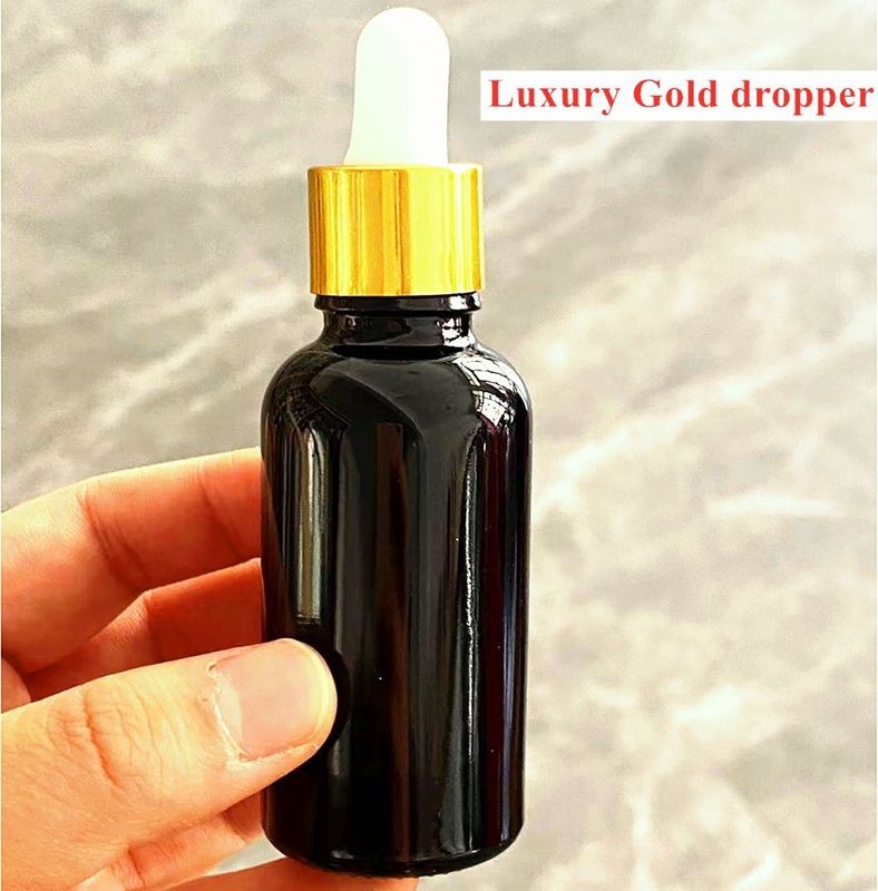 5ml 10ml 15ml 30ml 어두운 보라색 유리 혈청 병 피부 관리를 위한 화장품 포장 유리 방울 병 파이펫 캡과 함께