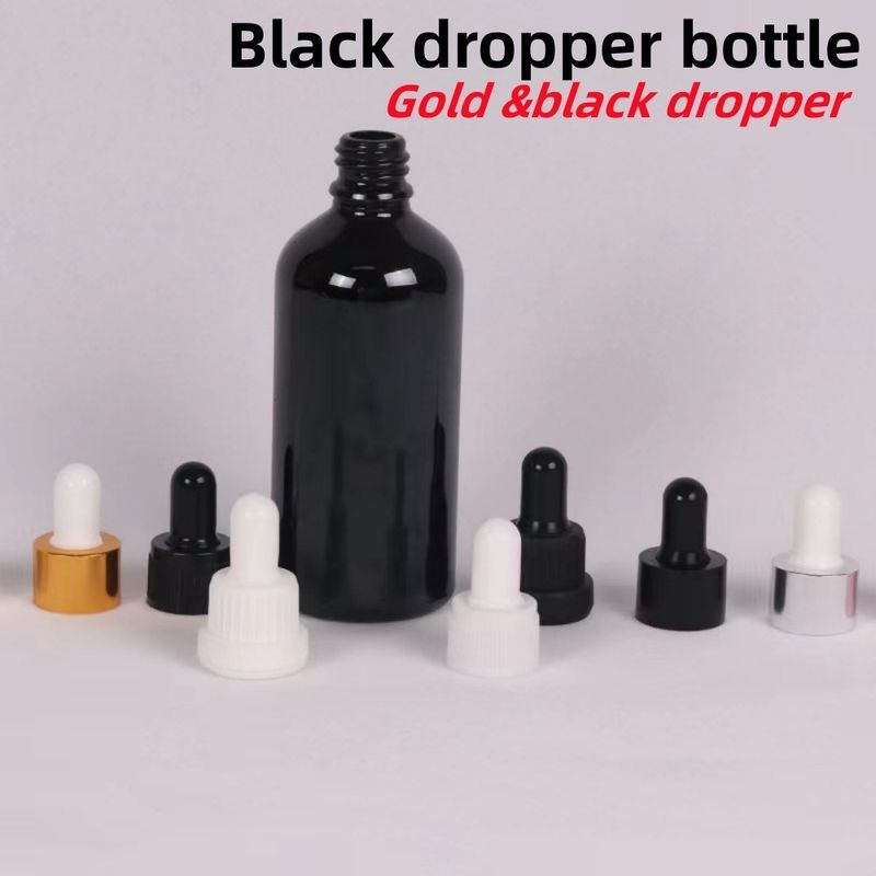 10ml 20ml 30ml 50ml 빈 둥근 에센셜 오일 병 반짝이는 검은 유리 방울 병