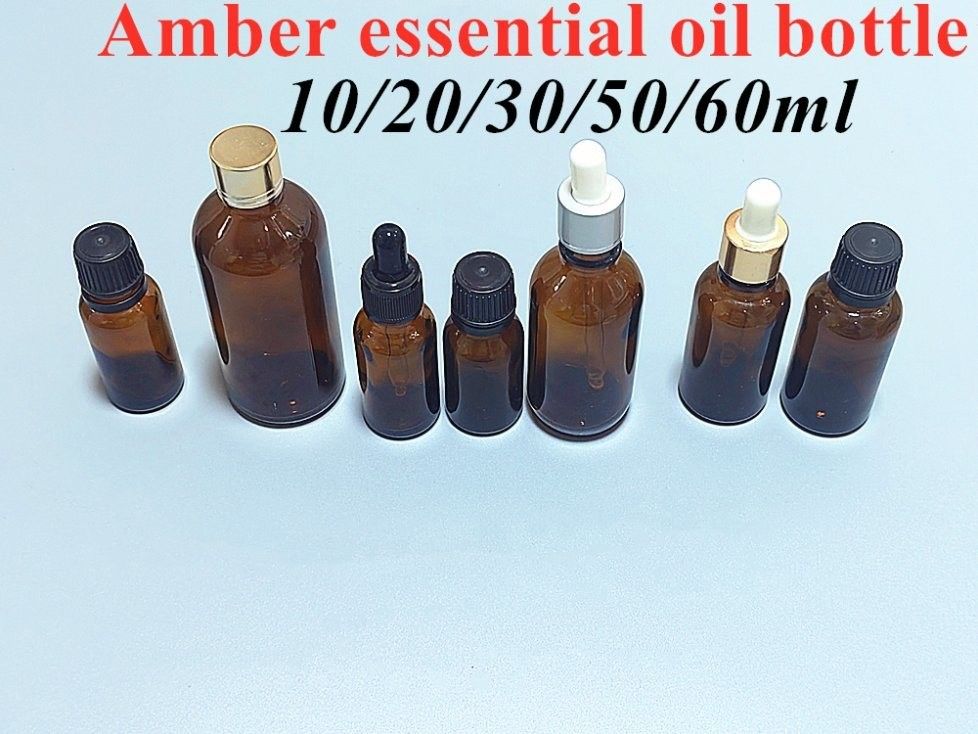 핫 판매 빈 럭셔리 앰버 브라운 10ml 15ml 20ml 30ml 50ml 60ml 유리 에센셜 오일 병