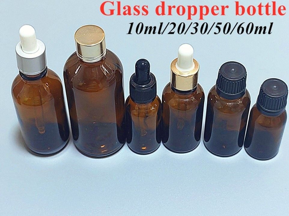 30ml 50ml 60ml 100ml 헤어 오일 세럼 수염 오일 양버 갈색 빈 둥근 에센셜 오일 유리 방울 병