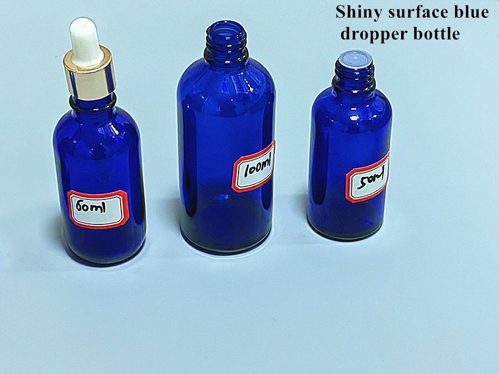10ml 20ml 30ml 50ml 빈 보스턴 둥글 화장품 포장 빈 파란색 에센셜 오일 유리 방울병