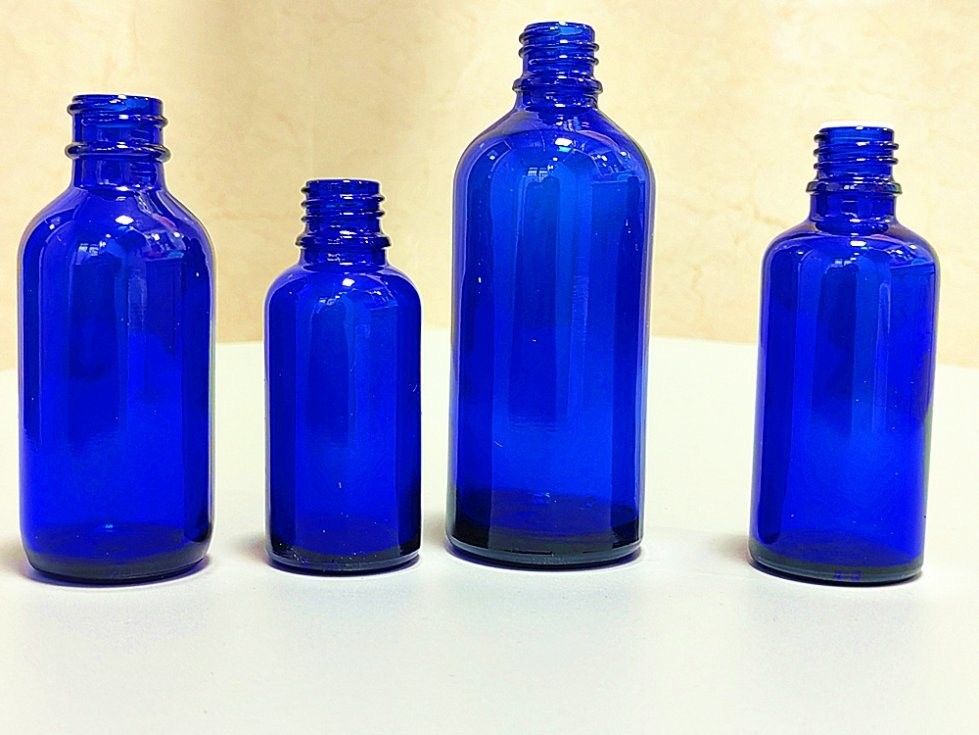 30ml 50ml 60ml 빈 둥근 작은 화장품 병 블루 맑은 에센셜 오일 유리 방울 병 유리 병