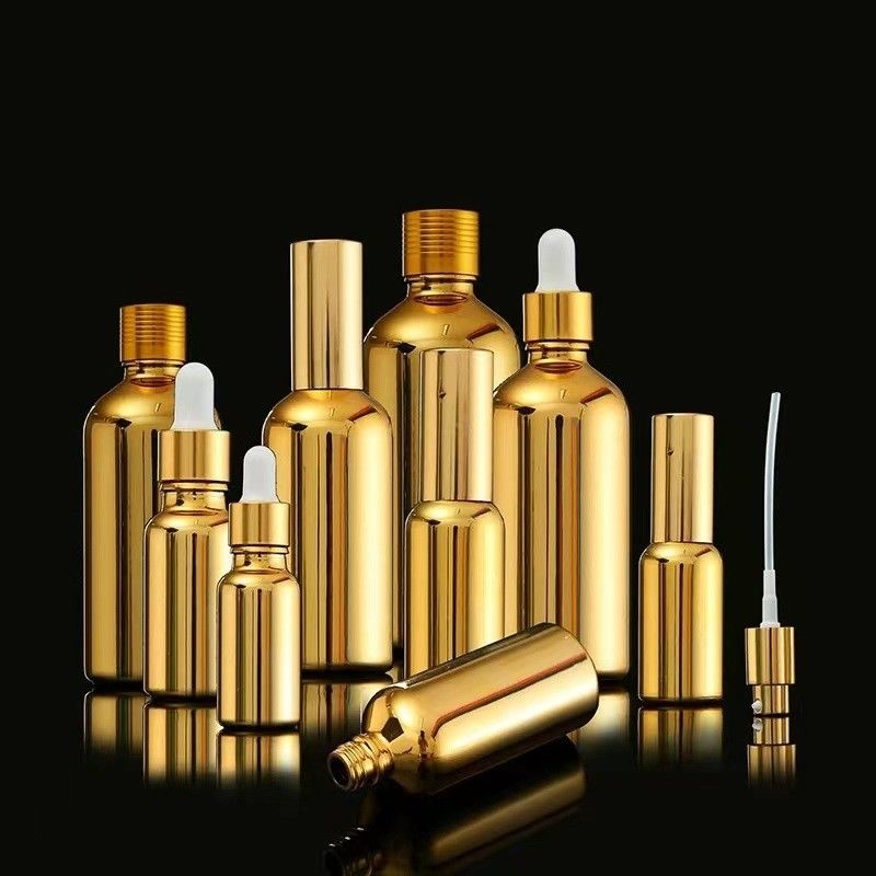 30ml 50ml 전자기 접착 금 은 유리 스프레이 화장품 병 금 화장품 에센셜 오일 병