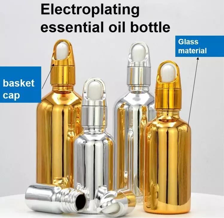 10ml 20ml 30ml 50ml 전자기 금색 고급 화장품 포장 유리 방울병