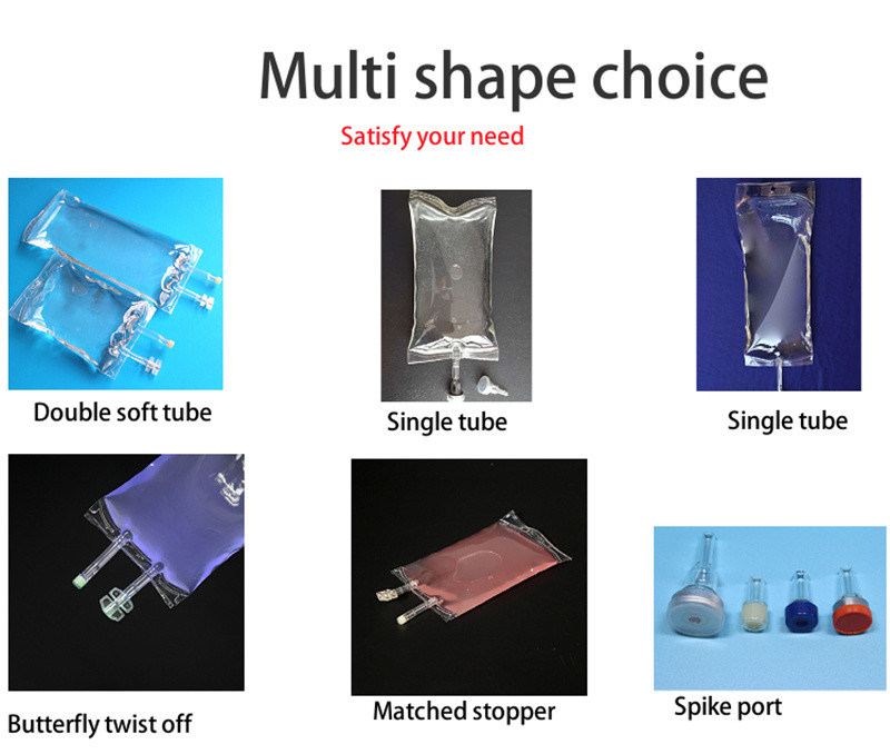 플라스틱 의료 비생성 투여 봉지 100ml 250ml 500ml PVC 나트륨 클로라이드 용액 IV 투여 액체 봉지