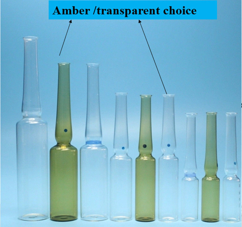 1ml 2ml 5ml 10ml ISO 표준 Ybb 표준 USP 유형 1 USP 유형 2 유리 앰풀 OPC 중립 보로실리케이트 유리 앰풀