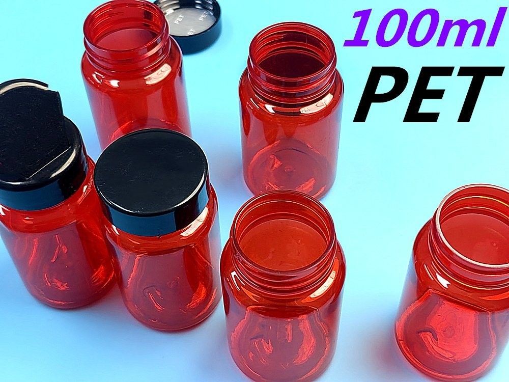 고품질 100ml 빨간색 비어있는 애완 동물 알약 태블릿 칼슘 의약품 컨테이너 의약품 비타민 캡슐 의약품 병