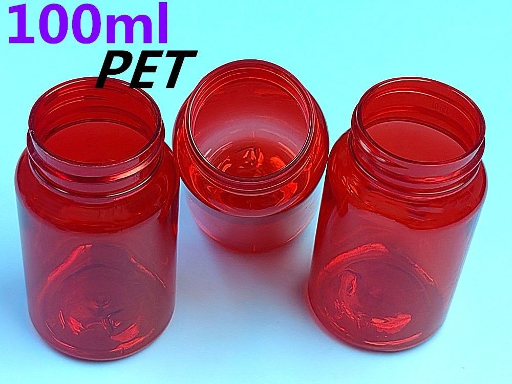 PET 플라스틱 빨간색 100ml 150ml 고체 약품 병 캡슐 약품 병 포장 용기 건강 관리 보충제 병