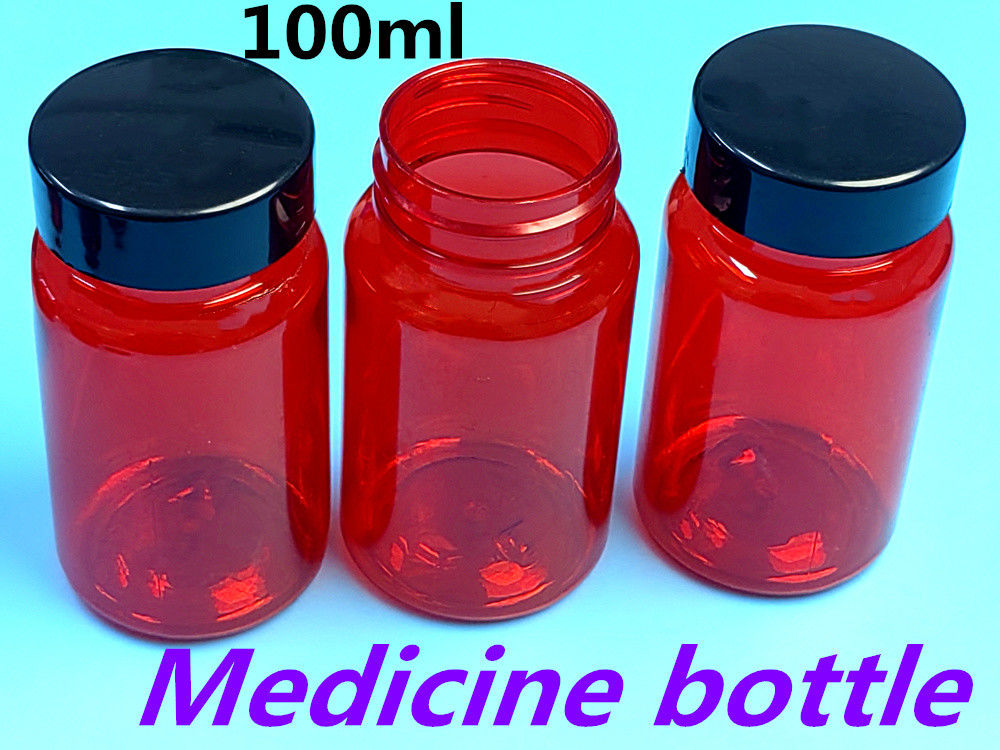 건강 관리 의약품 알약 병 100ml PET 적색 플라스틱 캡슐 포장 비타민 알약 병 나사 캡슐