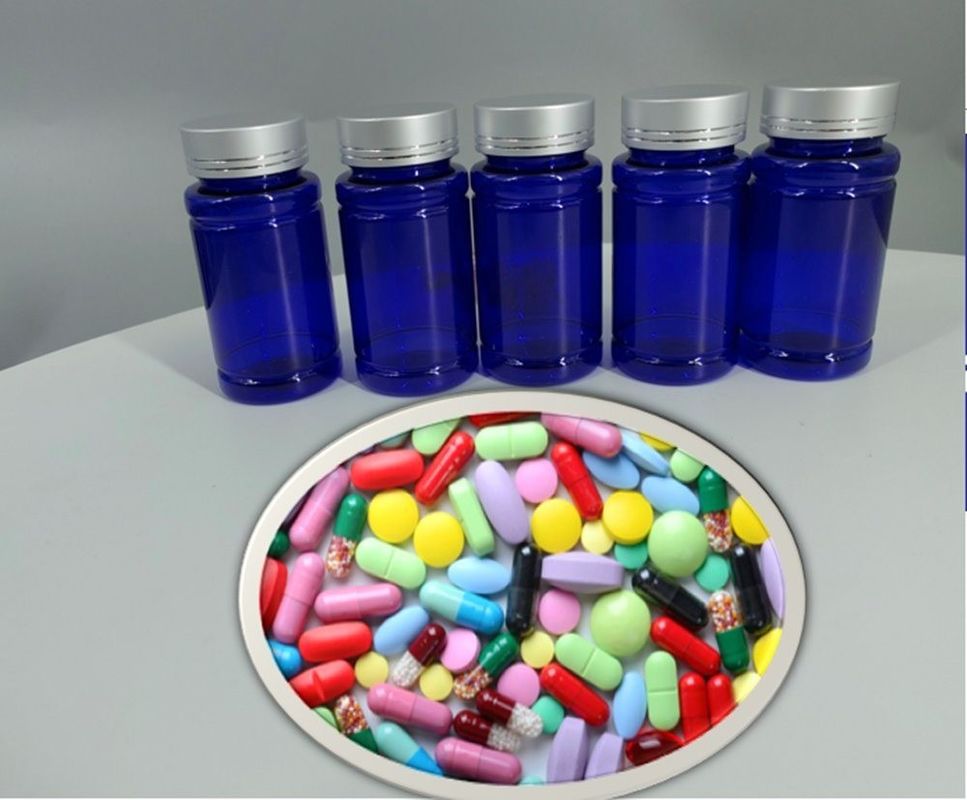 의약품 100ml 120ml 175ml 파란색 PET 플라스틱 알약 캡슐 병 건강 관리 알약 약 병 나사 캡슐