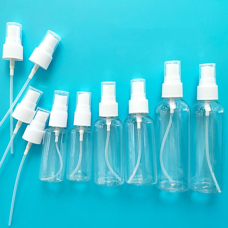 여행 크기 휴대용 빈 플라스틱 알코올 PET 스프레이 병 손 위생제 흰색 스프레이 펌프 몸 플라스틱 스프레이 병