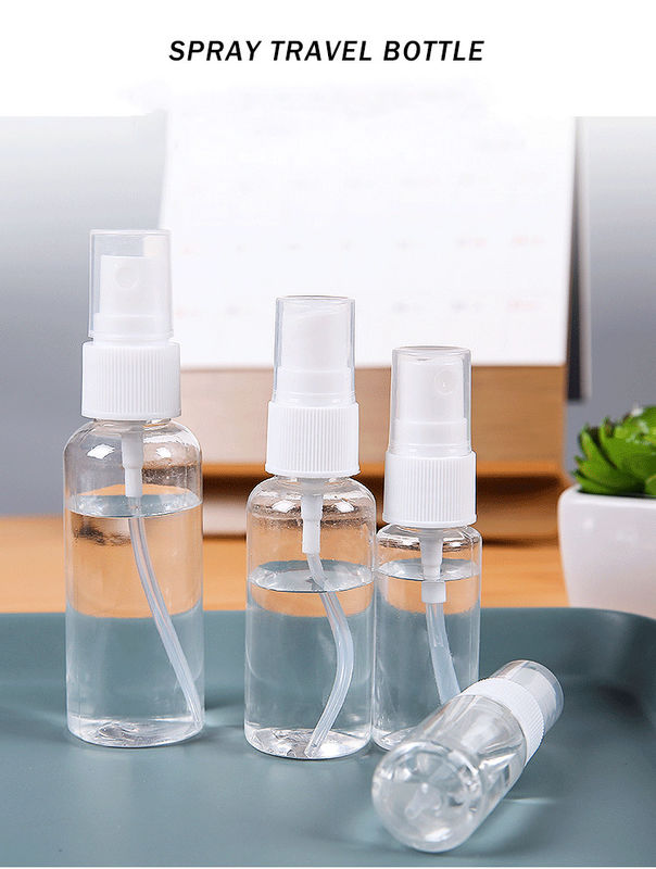 30ml 60ml 100ml 재충전 알코올 투명 투명 빈 플라스틱 스프레이 병 얇은 안개 스프레이와 함께 PET 스프레이 병