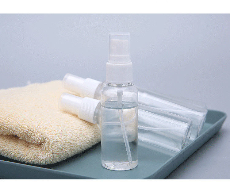 30ml 60ml 100ml 재충전 알코올 투명 투명 빈 플라스틱 스프레이 병 얇은 안개 스프레이와 함께 PET 스프레이 병