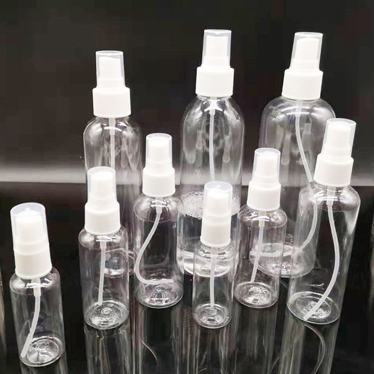 30ml 60ml 100ml 재충전 알코올 투명 투명 빈 플라스틱 스프레이 병 얇은 안개 스프레이와 함께 PET 스프레이 병