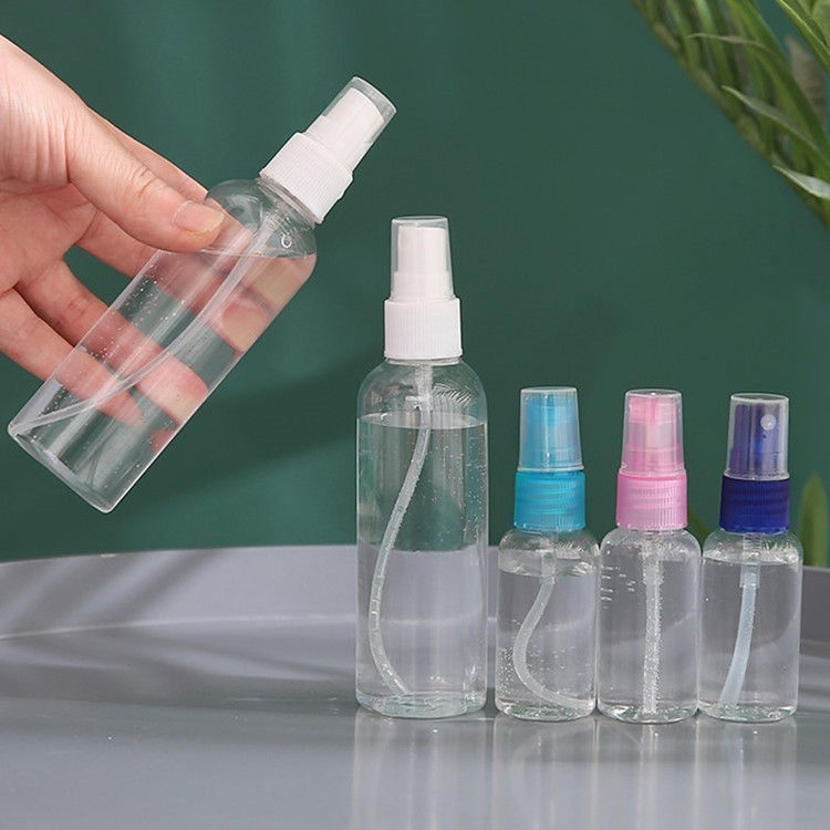 30ml 60ml 100ml 재충전 알코올 투명 투명 빈 플라스틱 스프레이 병 얇은 안개 스프레이와 함께 PET 스프레이 병