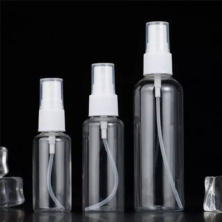 50ml 휴대용 여행 미니 주머니 선명한 투명한 로션 알코올 살균제 평면 둥근 PET 플라스틱 스프레이 병