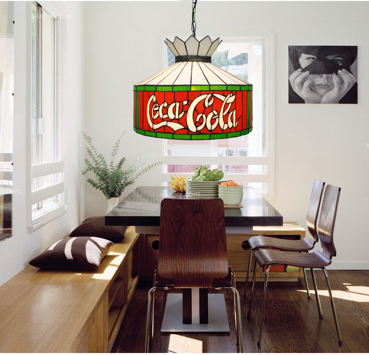 12' 바 레스토랑 카페 식실 힐링 라이트 천장 라이트 레드 스테인드 글래스 LED 랜더 랜더 램프