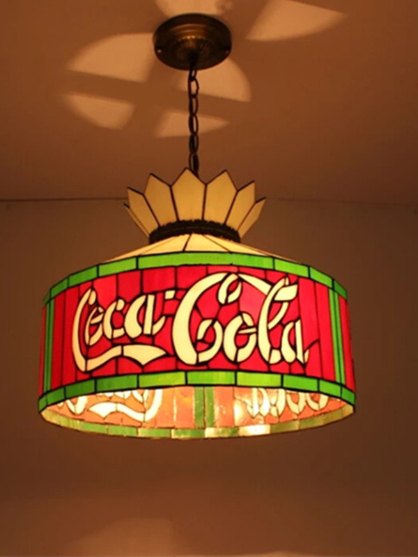 12' 바 레스토랑 카페 식실 힐링 라이트 천장 라이트 레드 스테인드 글래스 LED 랜더 랜더 램프