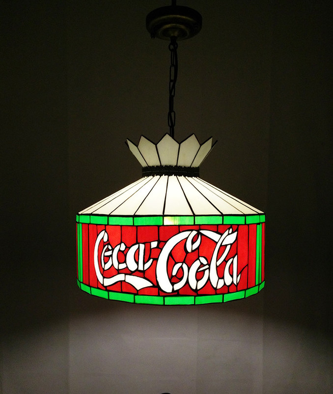 12' 바 레스토랑 카페 식실 힐링 라이트 천장 라이트 레드 스테인드 글래스 LED 랜더 랜더 램프