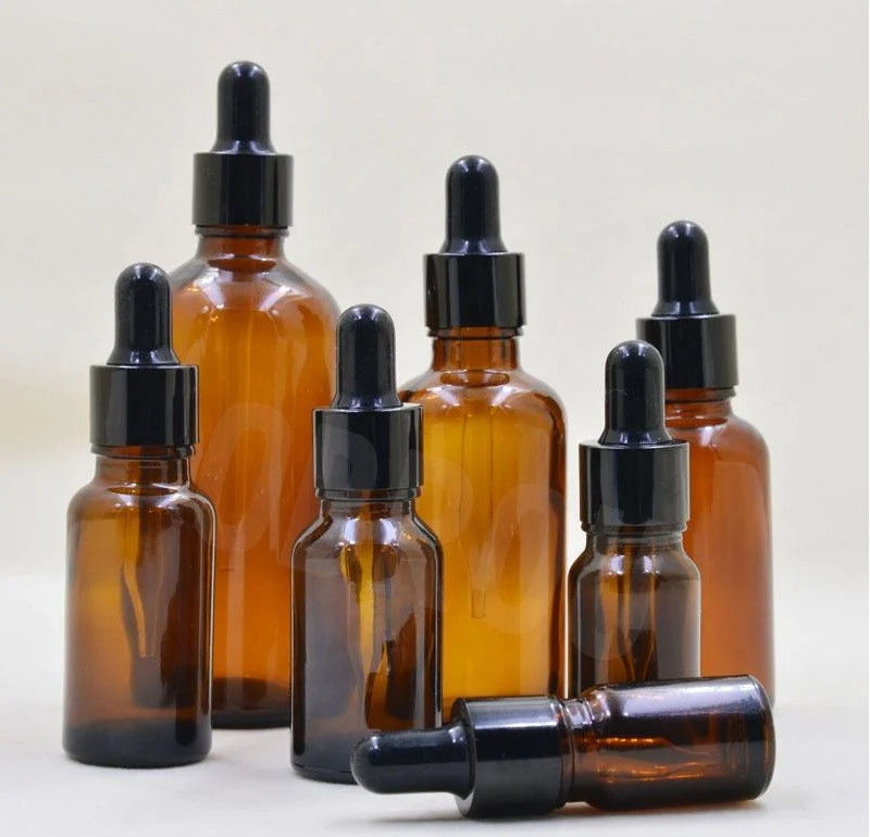 핫 판매 5ml 10ml 15ml 30ml 50ml 앰버 정액 에센셜 오일 병 유리 방울 병